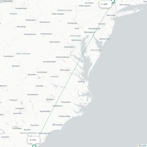 Mapa de vuelo directo New Windsor - Charleston