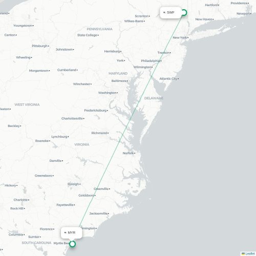 Mapa de vuelo directo New Windsor - Myrtle Beach