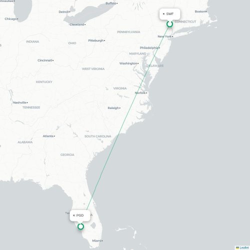 Mapa de vuelo directo New Windsor - Punta Gorda