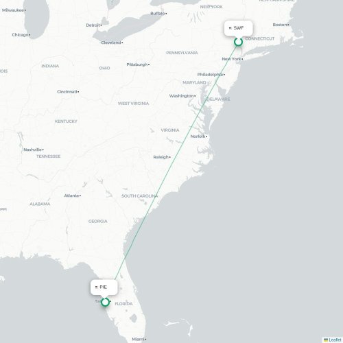Mapa de vuelo directo New Windsor - Tampa