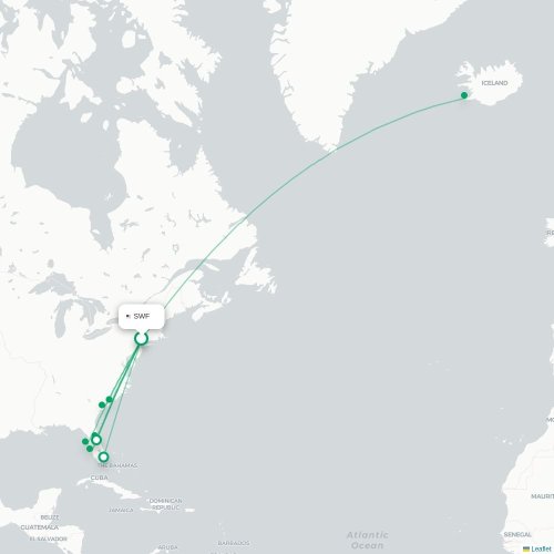 Mapa de vuelo directo New Windsor - Orlando