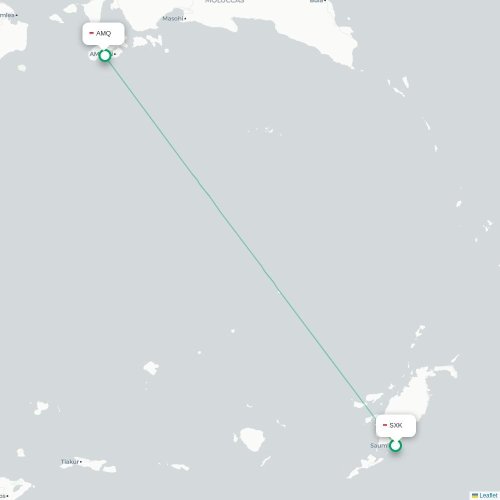 Mapa lotu bezpośredniego Saumlaki – Ambon
