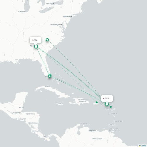 Mapa de vuelo directo Simpson Bay - Atlanta