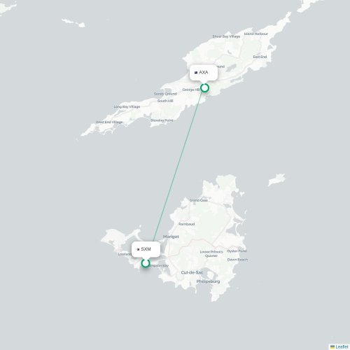 Mapa de vuelo directo Simpson Bay - The Valley