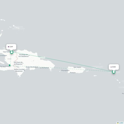 Mapa de vuelo directo Simpson Bay - Cabo Haitiano