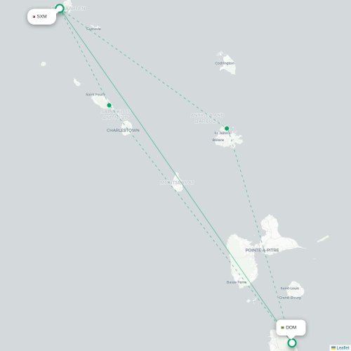 Mapa de vuelo directo Simpson Bay - Roseau