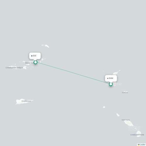 Mapa de vuelo directo Simpson Bay - Road Town