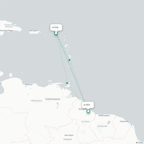 Mapa de vuelo directo Simpson Bay - Georgetown