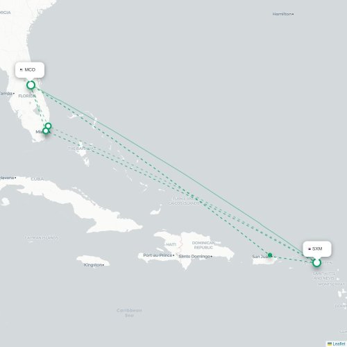 Mapa de vuelo directo Simpson Bay - Orlando