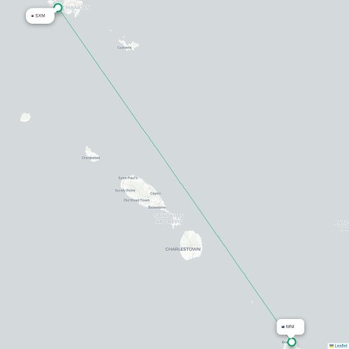 Mapa de vuelo directo Simpson Bay - Montserrat