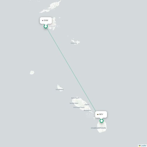 Mapa de vuelo directo Simpson Bay - Newcastle