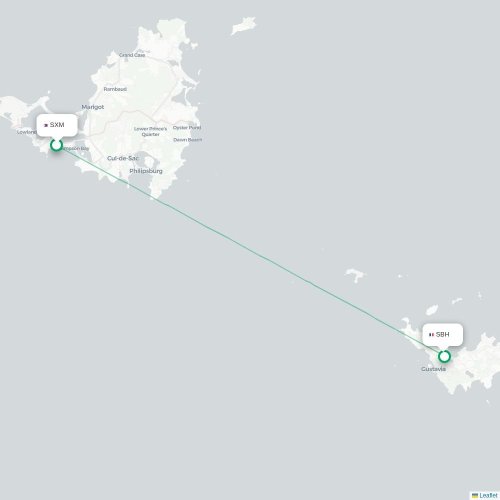 Mapa de vuelo directo Simpson Bay - Gustavia