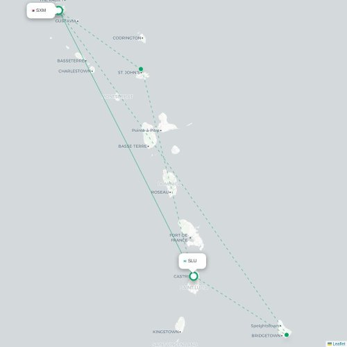 Mapa de vuelo directo Simpson Bay - Castries