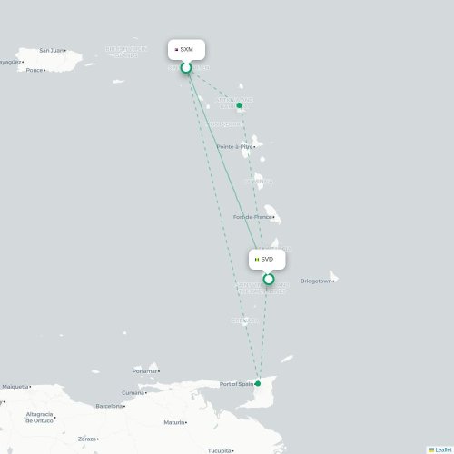 Mapa de vuelo directo Simpson Bay - Kingstown