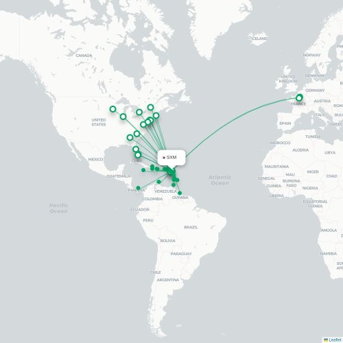 Mapa de vuelo directo Simpson Bay - Charlotte