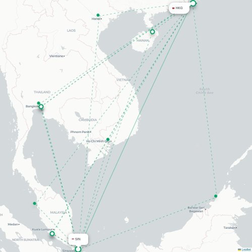 Mapa lotu bezpośredniego Sydney – Hongkong