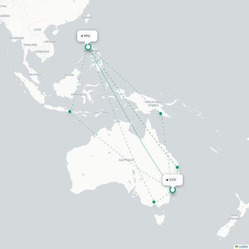Sydney – Manila suoran lennon kartta