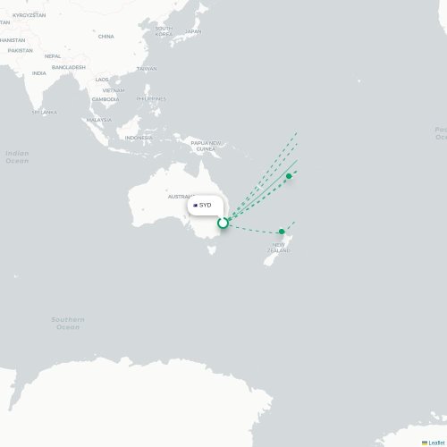 Mapa lotu bezpośredniego Sydney – San Francisco