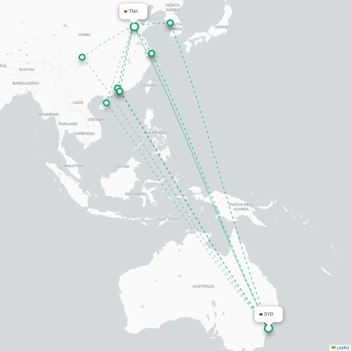 Mapa lotu bezpośredniego Sydney – Jinan