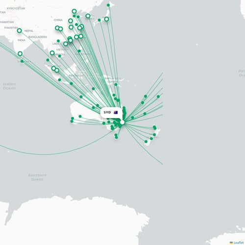 SYD routes and destination map