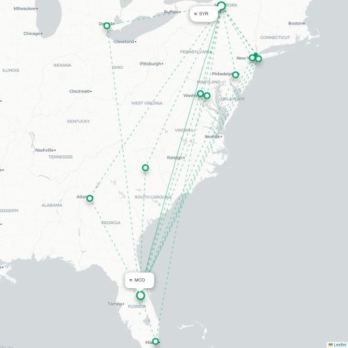 Mapa lotu bezpośredniego Syracuse – Orlando