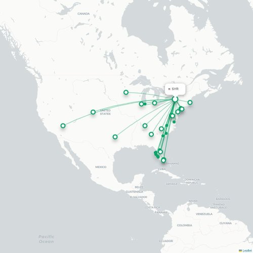 Mapa lotu bezpośredniego Syracuse – Waszyngton