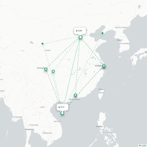 Mapa lotu bezpośredniego Sanya – Shijiazhuang