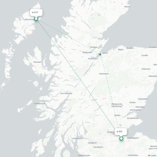 Mapa de vuelo directo Stornoway - Edimburgo