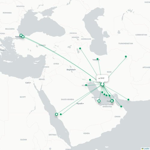 Route map Shiraz  SYZ 