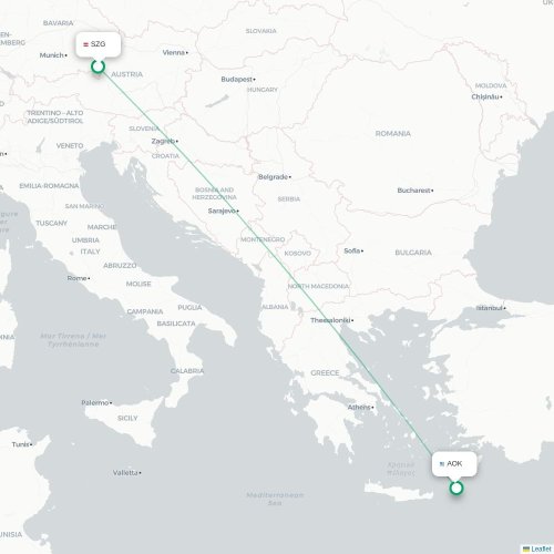 Salzburg - Karpathos karta över direktflyg