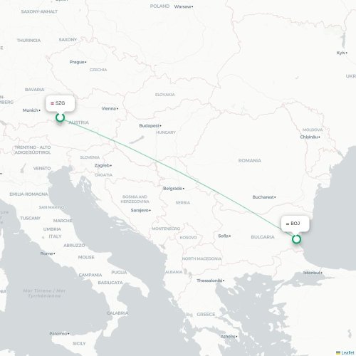 Mapa lotu bezpośredniego Salzburg – Burgas