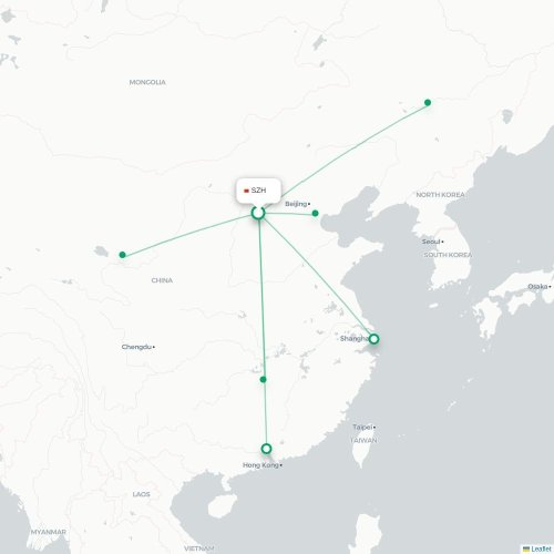 Mapa lotu bezpośredniego Shuozhou – Changsha
