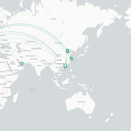 Mapa lotu bezpośredniego Shenzhen – Bruksela