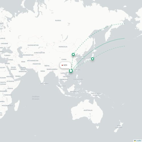 Shenzhen - Mexico City karta över direktflyg