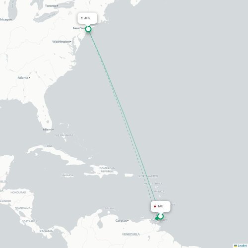 Mapa lotu bezpośredniego Scarborough – Nowy Jork