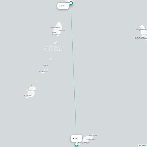 Mapa lotu bezpośredniego Scarborough – Castries