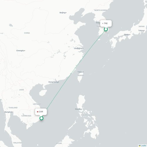 Mapa lotu bezpośredniego Taegu – Nha Trang