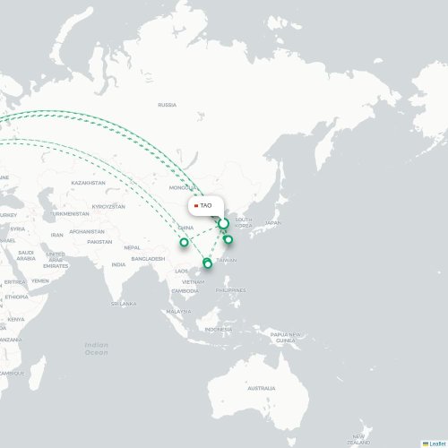 Mapa lotu bezpośredniego Qingdao – Londyn