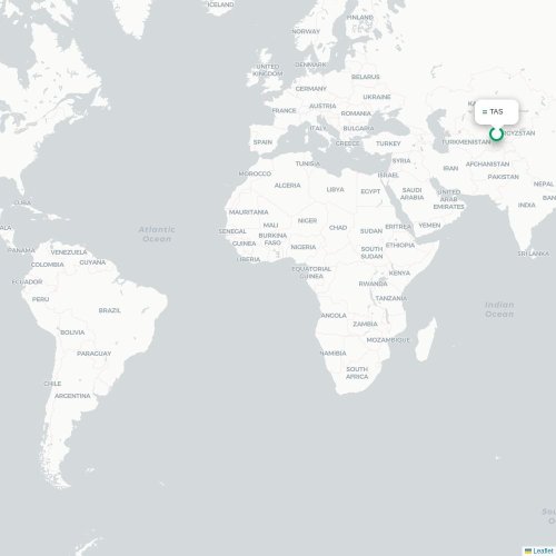 Mapa de vuelo directo Taskent - Andiján