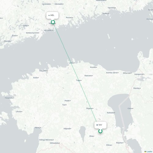 Tartto – Helsinki suoran lennon kartta