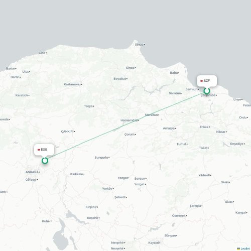 Mapa de vuelo directo Tiflis - Angora
