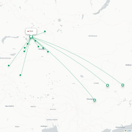Mapa lotu bezpośredniego Tacheng – Bortala