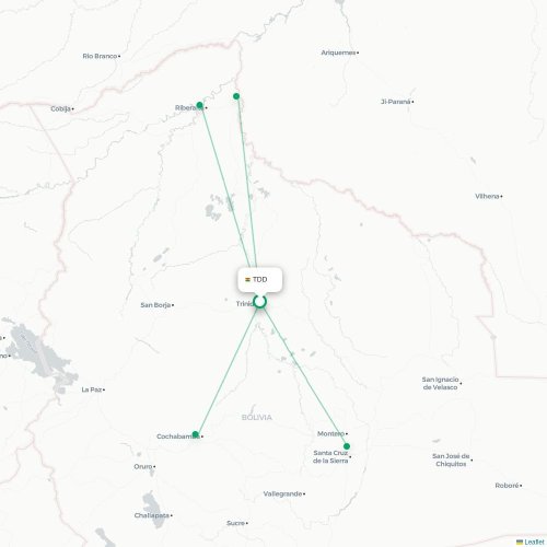 Mapa lotu bezpośredniego Trinidad – Cochabamba