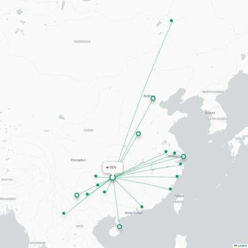 Mapa lotu bezpośredniego Tongren – Zunyi