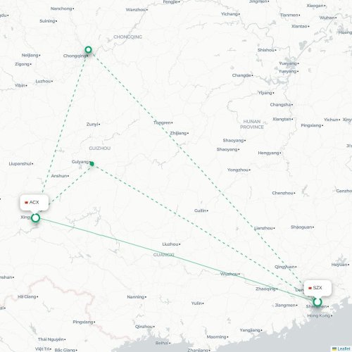Mapa lotu bezpośredniego Chengdu – Qianxinan