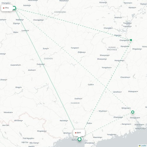 Mapa lotu bezpośredniego Chengdu – Beihai