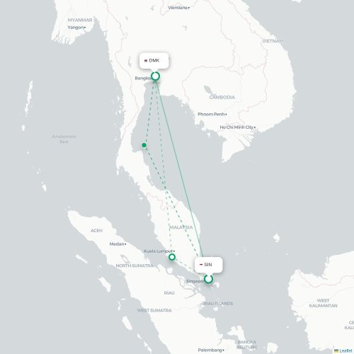 Mapa lotu bezpośredniego Chengdu – Bangkok