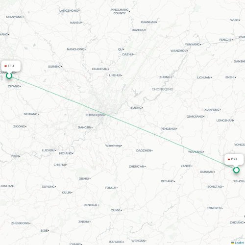 Mapa lotu bezpośredniego Chengdu – Xiangxi