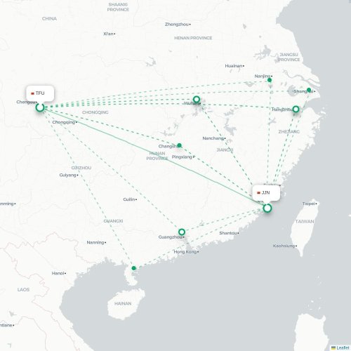 Mapa de vuelo directo Chengdu - Quanzhou