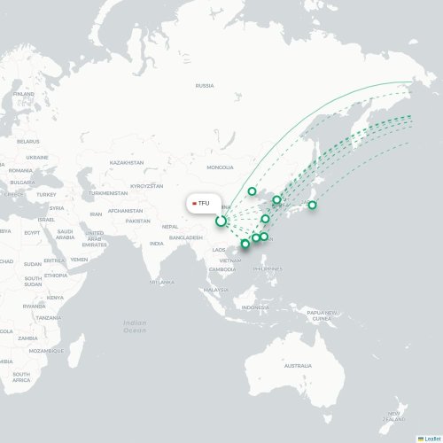 Chengdu - Vancouver karta över direktflyg